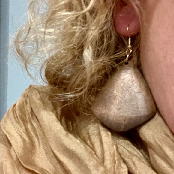 Brown Wooden Dangle Earrings - Picture 3 of 4